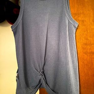 Dusty blue waffle knit tank